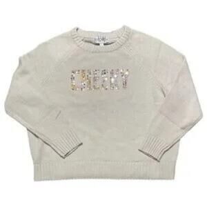 WILDFOX CHEEKY NWT Knit Rhinestone Sommers Sweater in Rainy Day (Beige) Size S